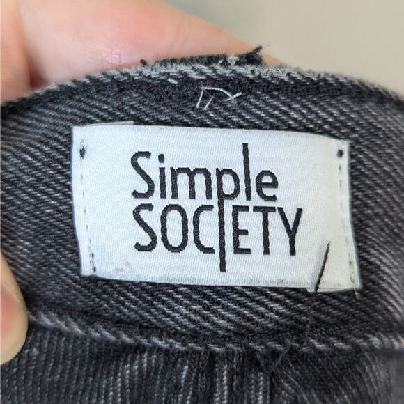 Simple Society Charcoal Gray High Waist Butterfly Print Y2K Style Straight Jeans - Picture 6 of 9